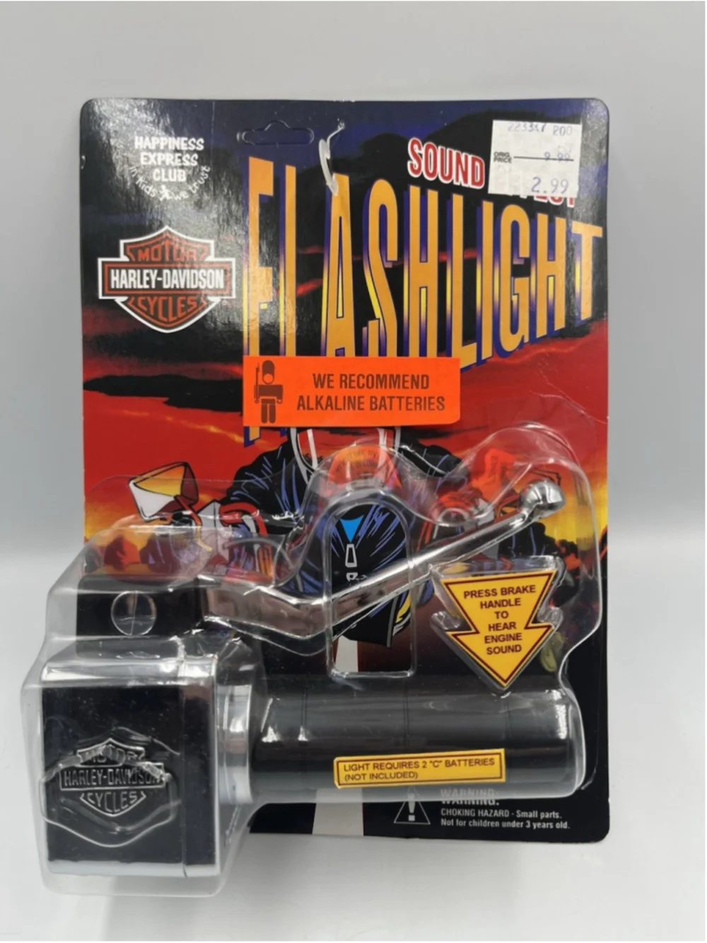 Harley-Davidson Sound Effect Flashlight 1995 Licensed New Carded Motorcycle Toy